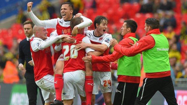 Fleetwood celebrate Antoni Sarcevic's second-half goal